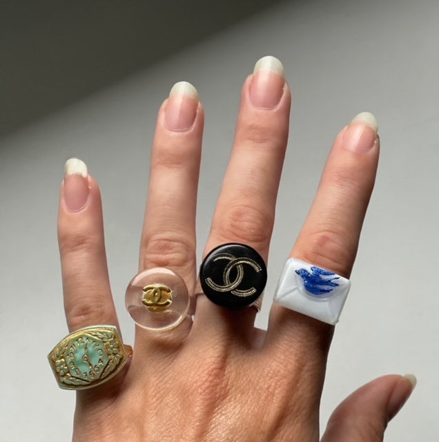 Vintage button store rings